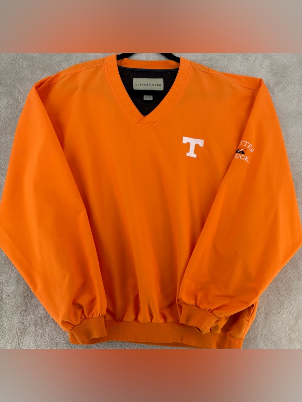 Cutter & Buck Tennessee Volunteers Pullover Men's Orange Windbreaker V-Neck NCAA